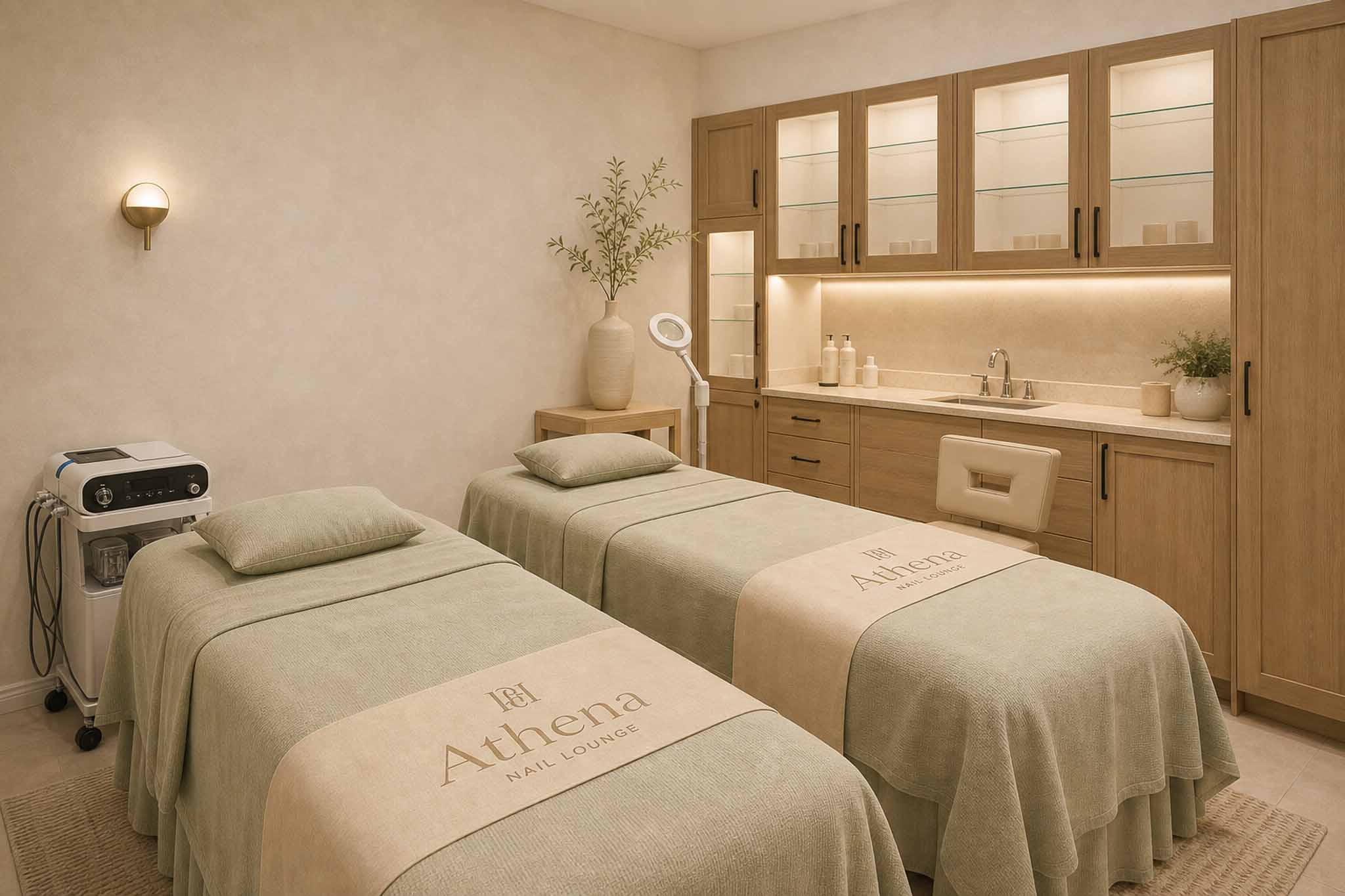 Private facial treatment room at Athena Nail Lounge