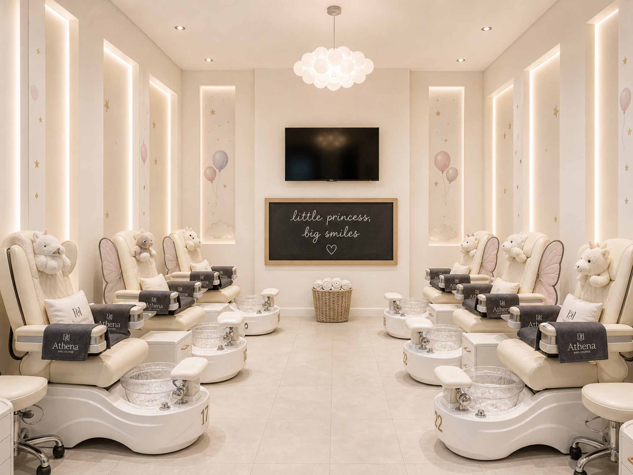 Kids room rendered in Athena's clean-luxury style